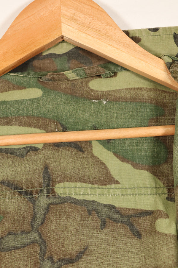 推定1966~67年契約　推定 S-L　初期プリント　ノンリップ　ERDL リーフ迷彩ジャケット　半袖　中古品