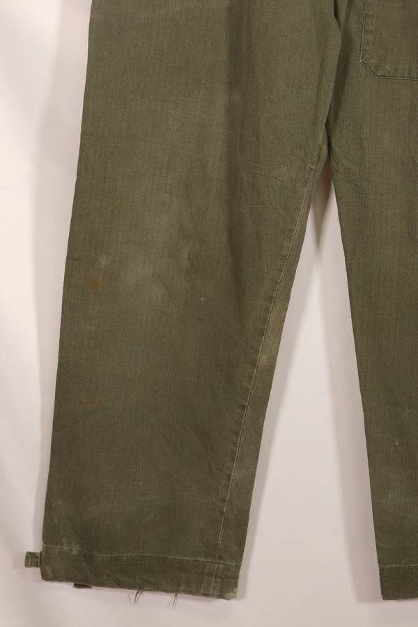 Real 1940s WWII US made British Army HBT jungle trousers, used.