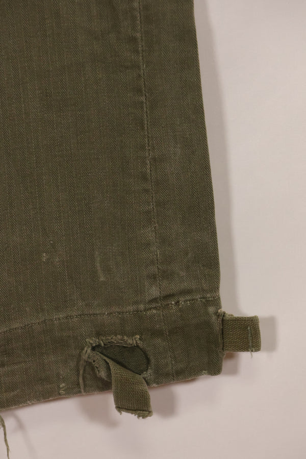 Real 1940s WWII US made British Army HBT jungle trousers, used.