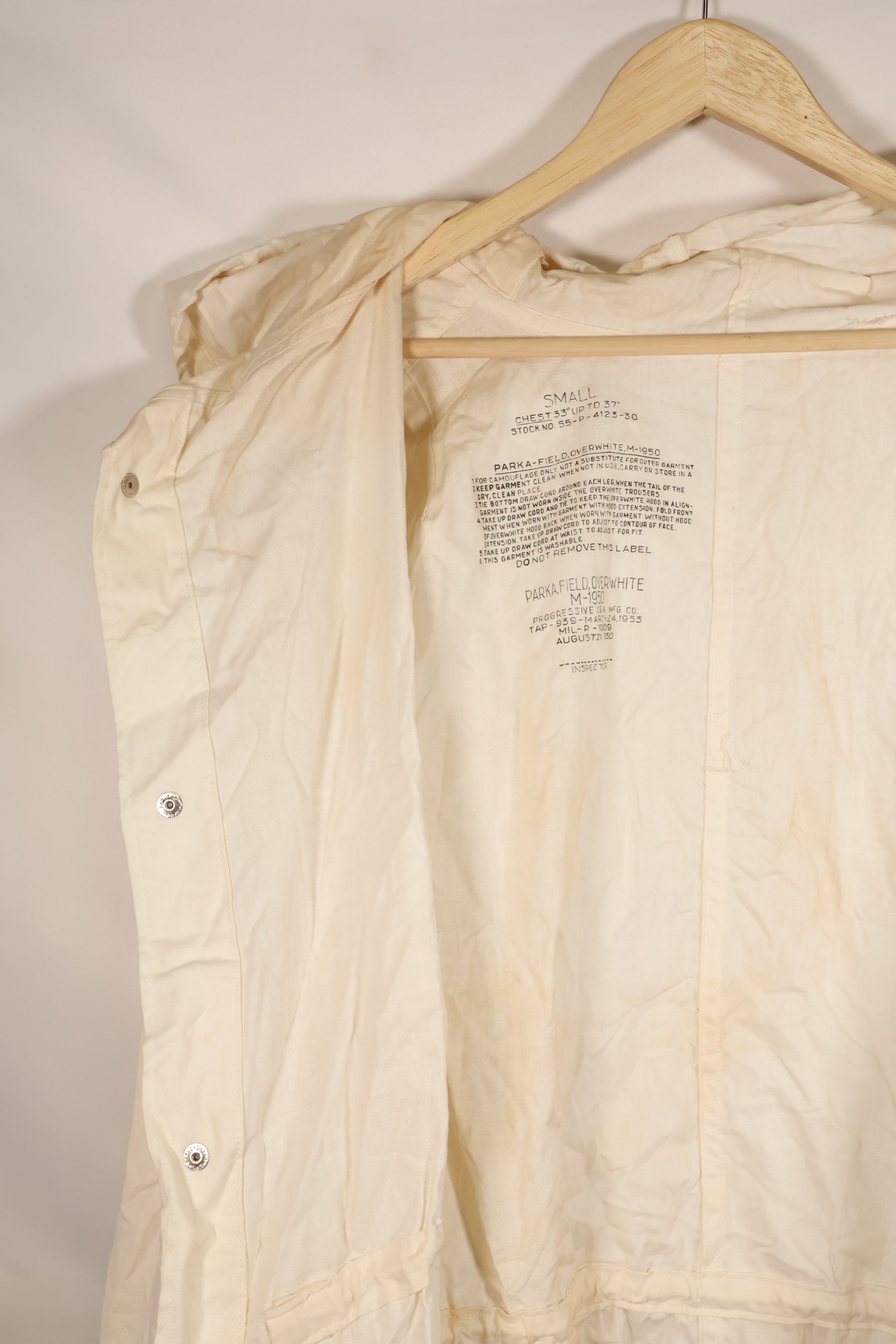 1953 Contract, SMALL, M-1950, Snow Parka, Virtually Unused, Snow Camo　