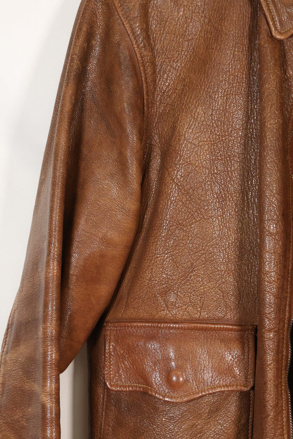 1940s size 40 US Army Air Corps USAAF A-2 flight jacket with squadron patch, used.