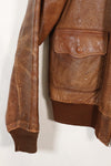 1940s size 40 US Army Air Corps USAAF A-2 flight jacket with squadron patch, used.