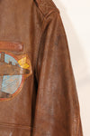 1940s size 40 US Army Air Corps USAAF A-2 flight jacket with squadron patch, used.
