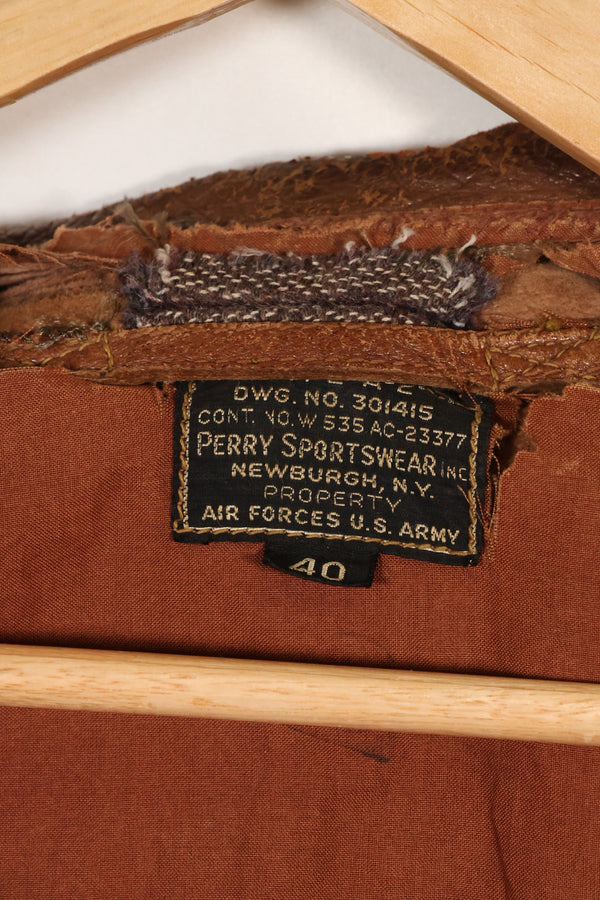 1940s size 40 US Army Air Corps USAAF A-2 flight jacket with squadron patch, used.
