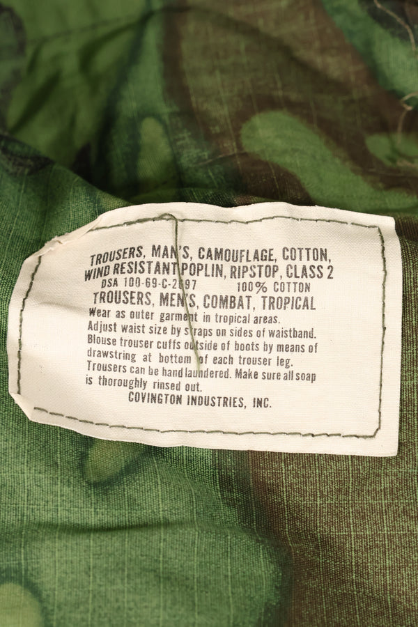 1969 Contract L-S Ripstop Fabric ERDL Camo Green Leaf Jungle Fatigue Pants (Used)