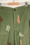 Early 1960s MEDIUM OG-107 Utility Pants, Type I Baker Pants, with camouflage, modified for sniper use
