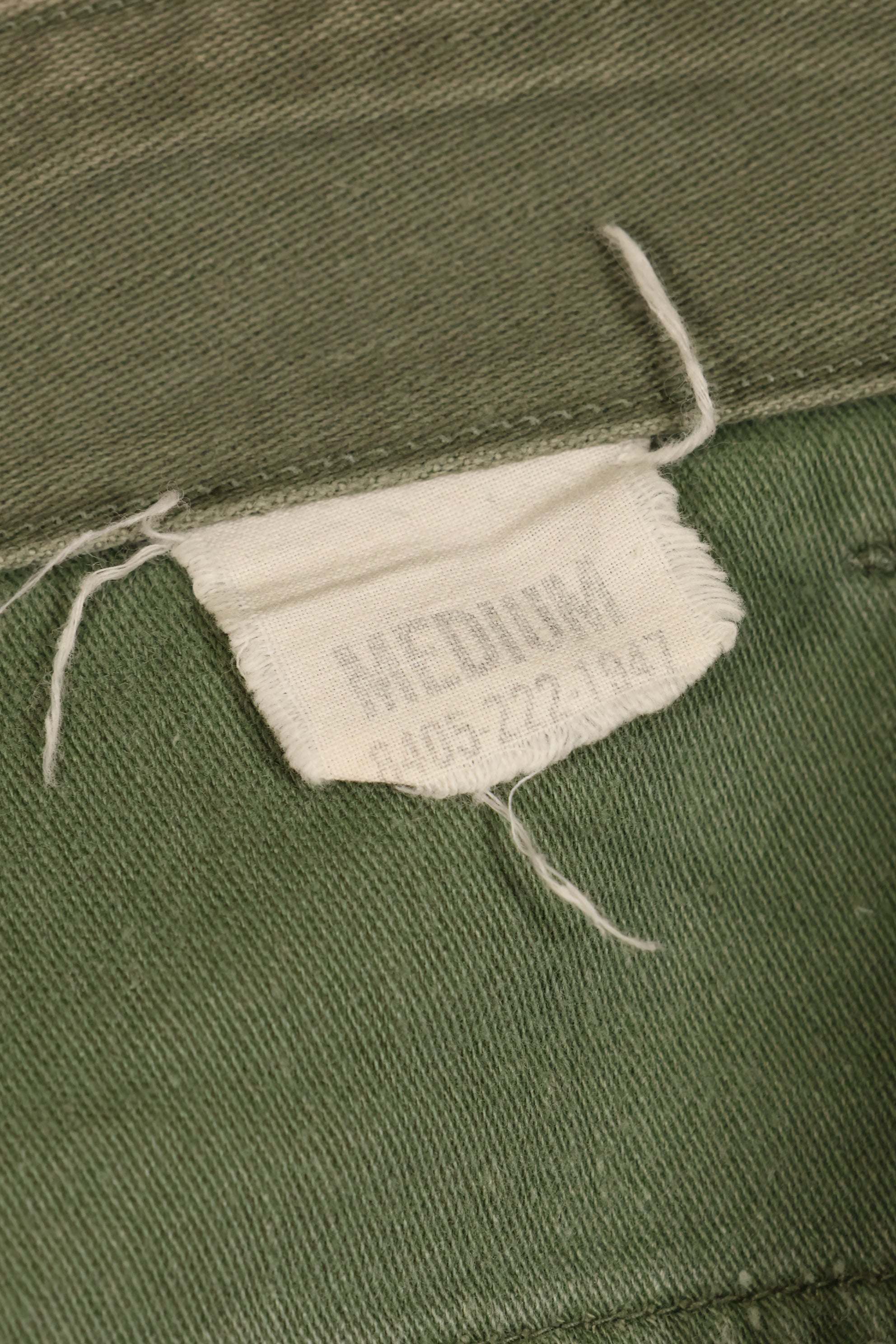 Early 1960s MEDIUM OG-107 Utility Pants, Type I Baker Pants, with camouflage, modified for sniper use