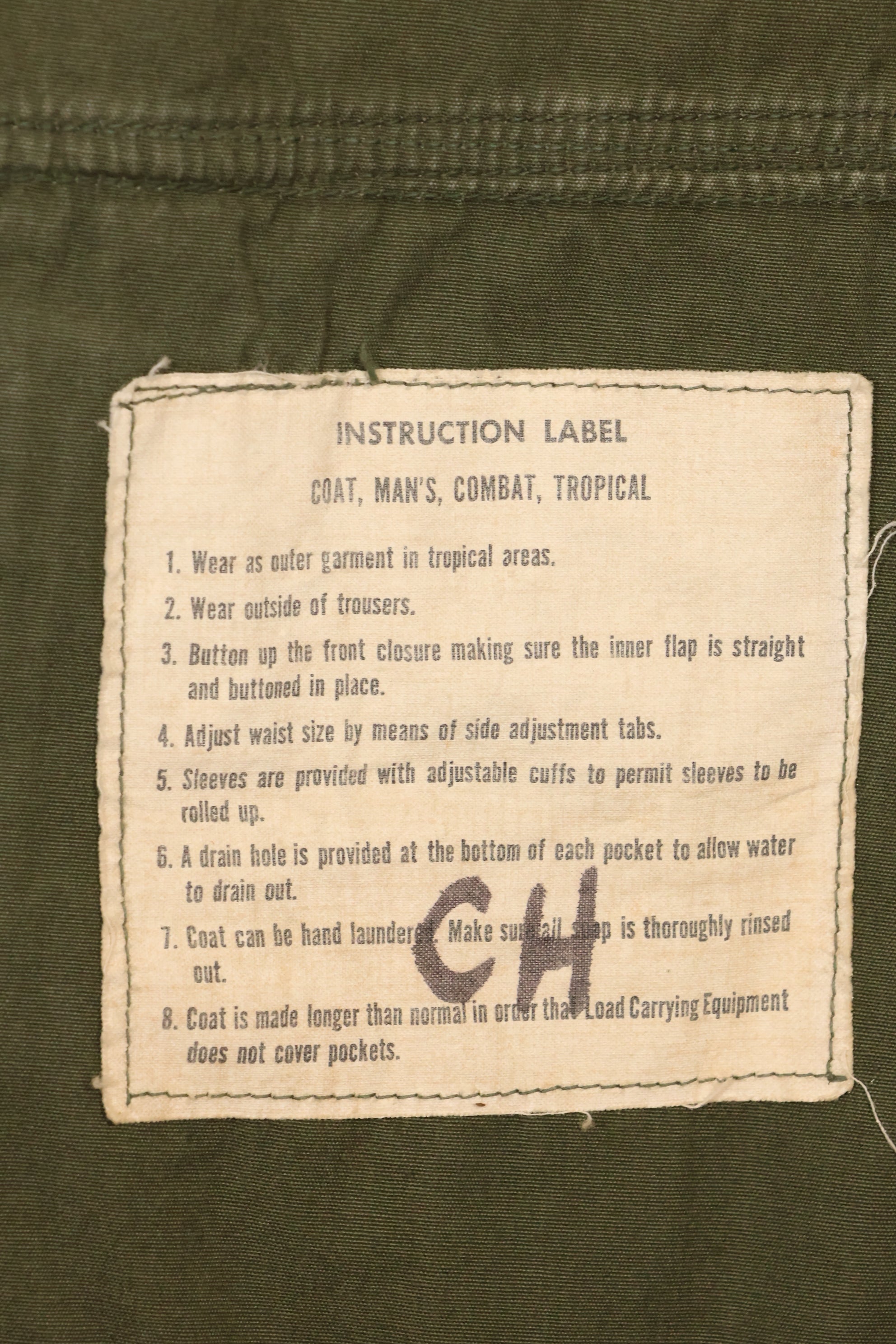 Circa 1965 M-R 2nd Model Jungle Fatigue Jacket, first attached, with patches, famous division, used.
