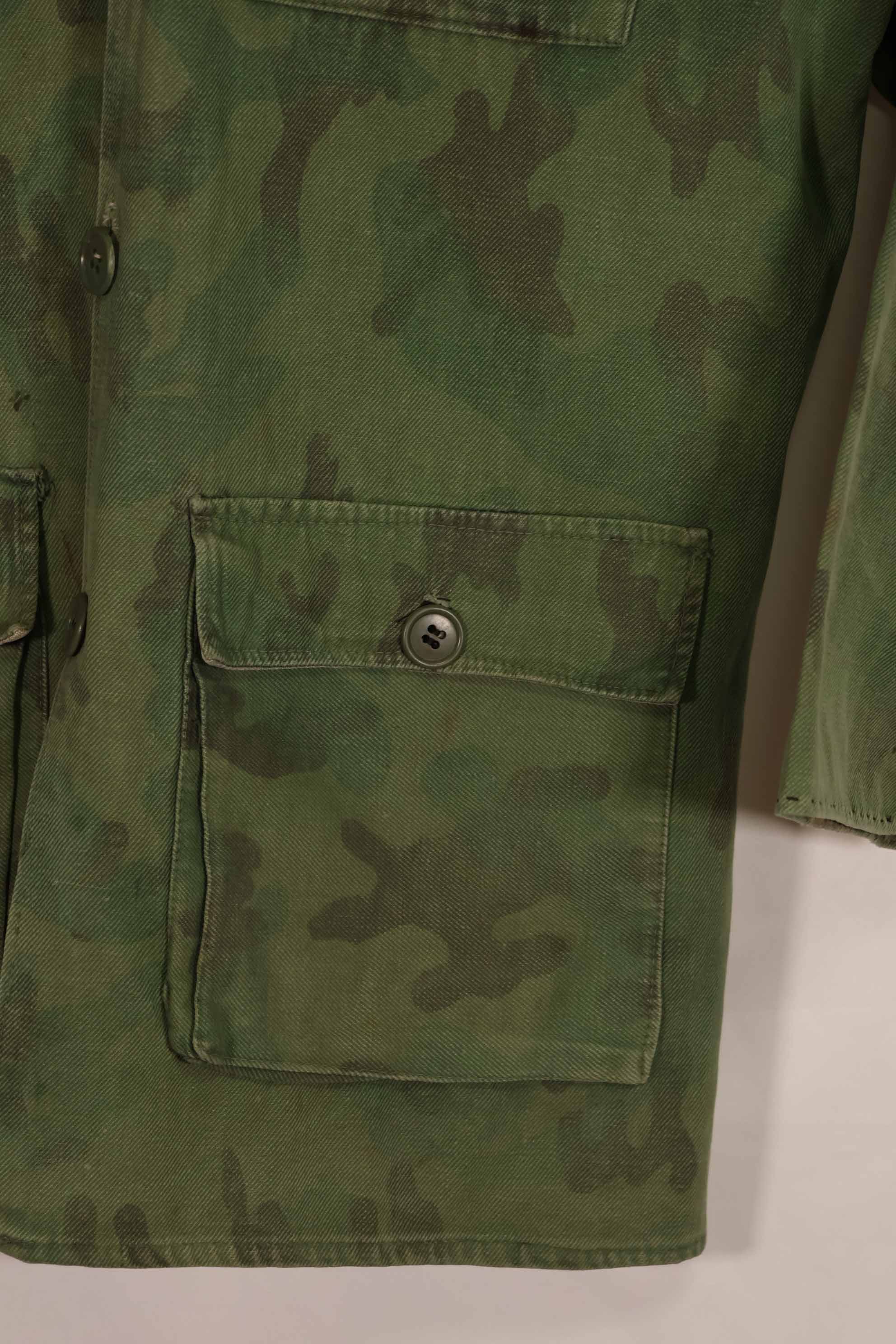 Real 1960s ARVN locally made camouflage shirt, worn, used.