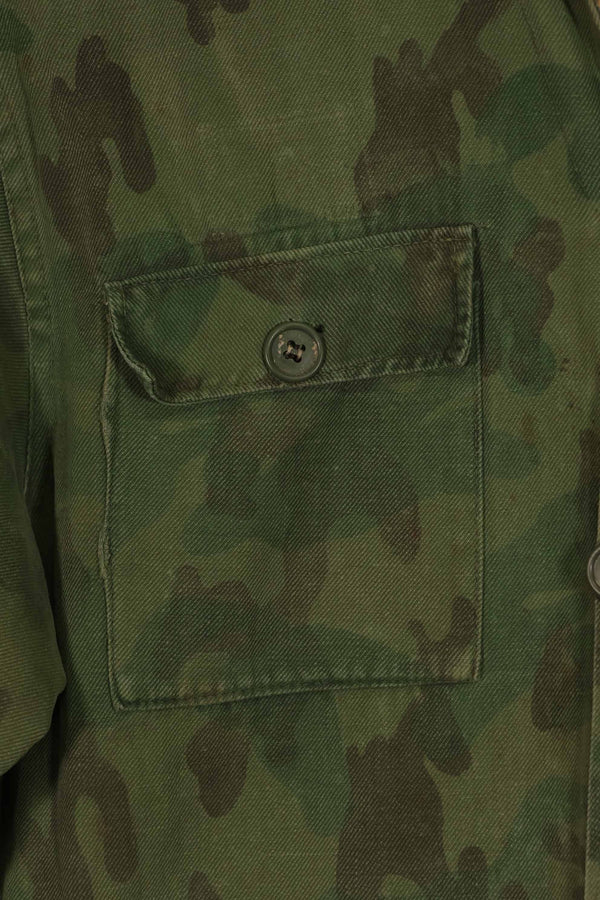 Real 1960s ARVN locally made camouflage shirt, worn, used.