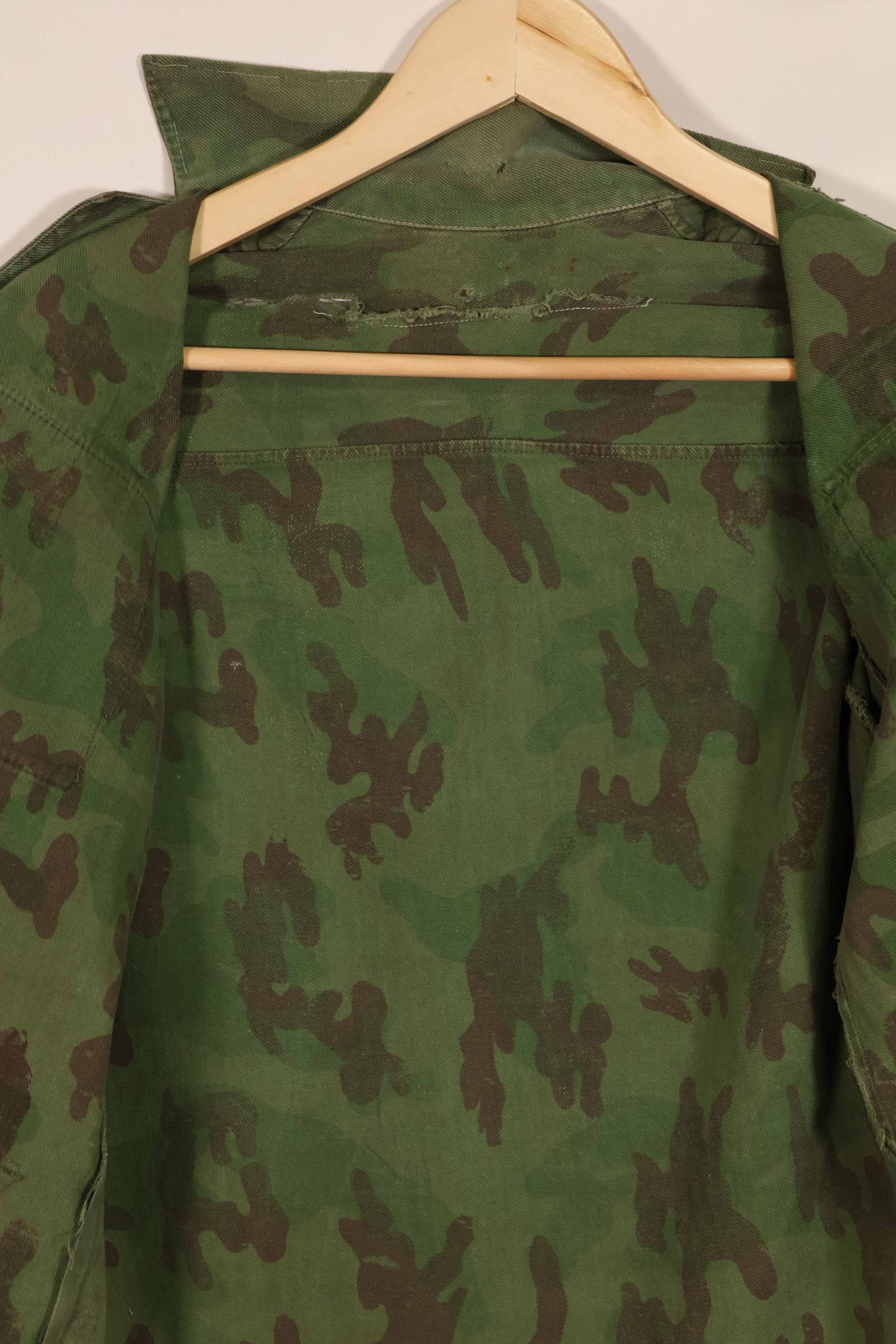 Real 1960s ARVN locally made camouflage shirt, worn, used.