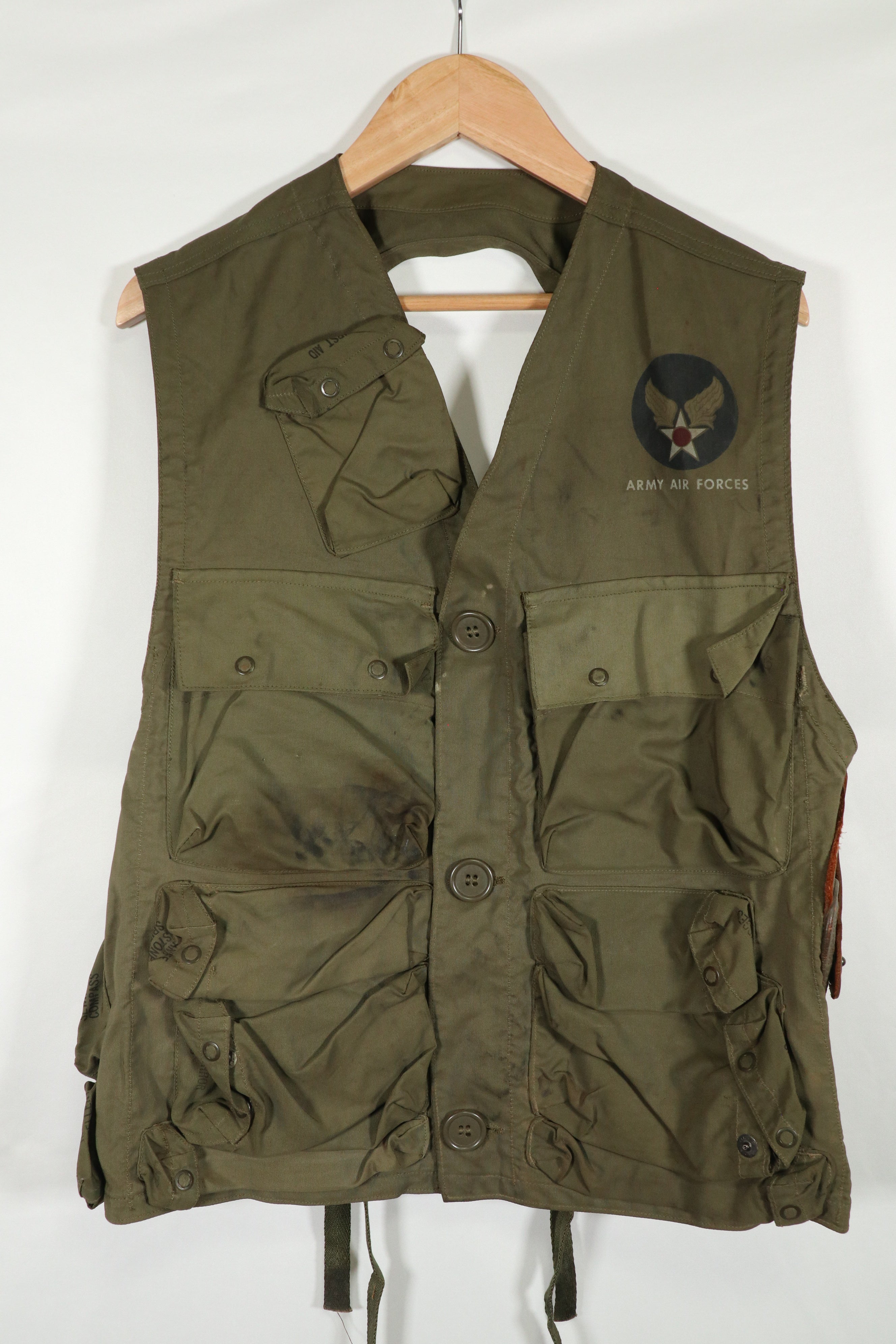 Real 1940s U.S. Army Air Force AAF C-1 Survival Vest, used.