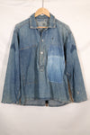 1930s U.S. Army denim pullover shirt, 3 buttons, used.