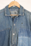 1930s U.S. Army denim pullover shirt, 3 buttons, used.