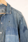 1930s U.S. Army denim pullover shirt, 3 buttons, used.