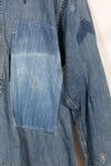 1930s U.S. Army denim pullover shirt, 3 buttons, used.
