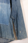 1930s U.S. Army denim pullover shirt, 3 buttons, used.