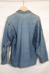 1930s U.S. Army denim pullover shirt, 3 buttons, used.