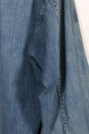 1930s U.S. Army denim pullover shirt, 3 buttons, used.