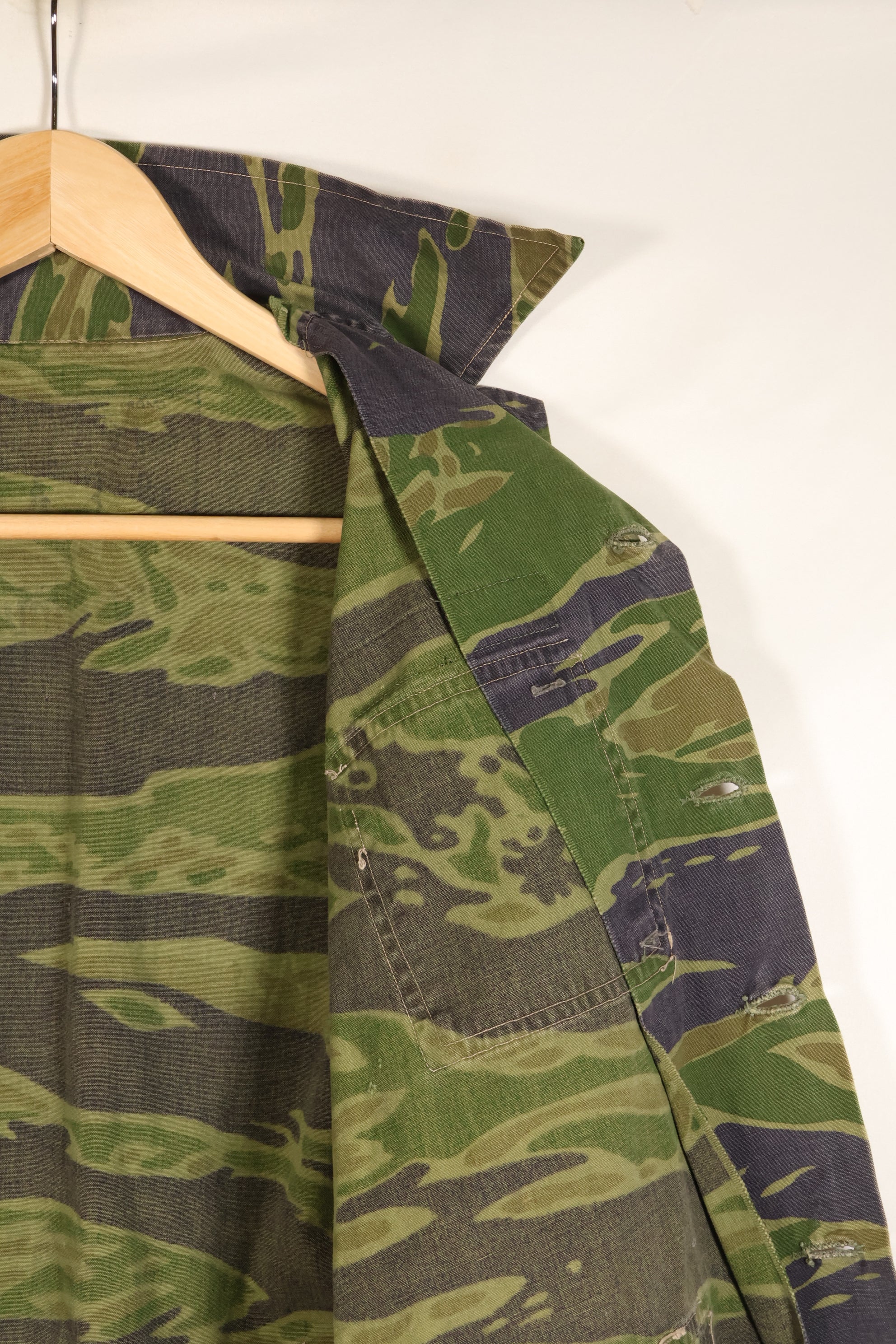 Authentic Fabric, Postwar Sewn, South Vietnamese Marine Corps (VNMC), 5th Pattern, Tiger Stripe Shirt, Used
