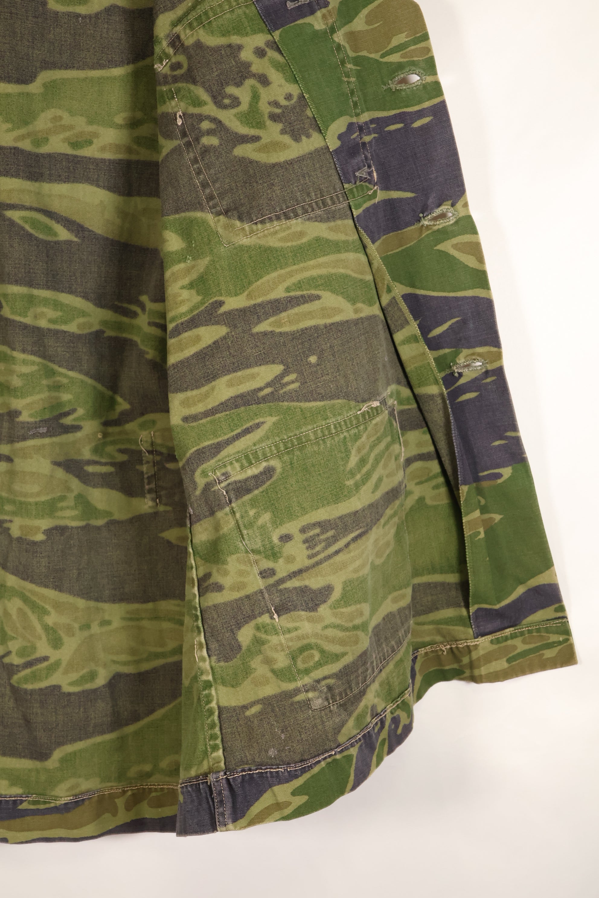 Authentic Fabric, Postwar Sewn, South Vietnamese Marine Corps (VNMC), 5th Pattern, Tiger Stripe Shirt, Used