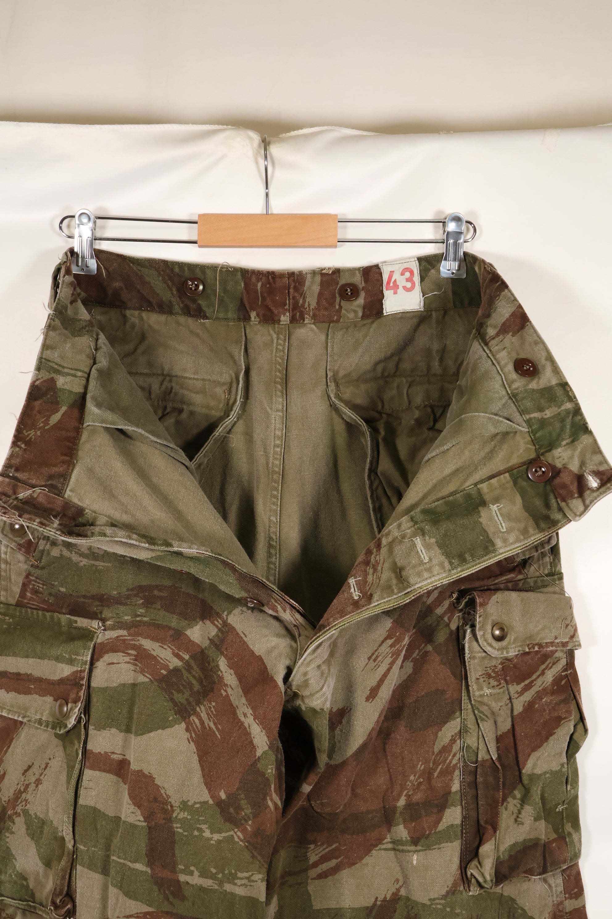 1950s-60s French Army TAP 47/53 pattern lizard camouflage pants, used.