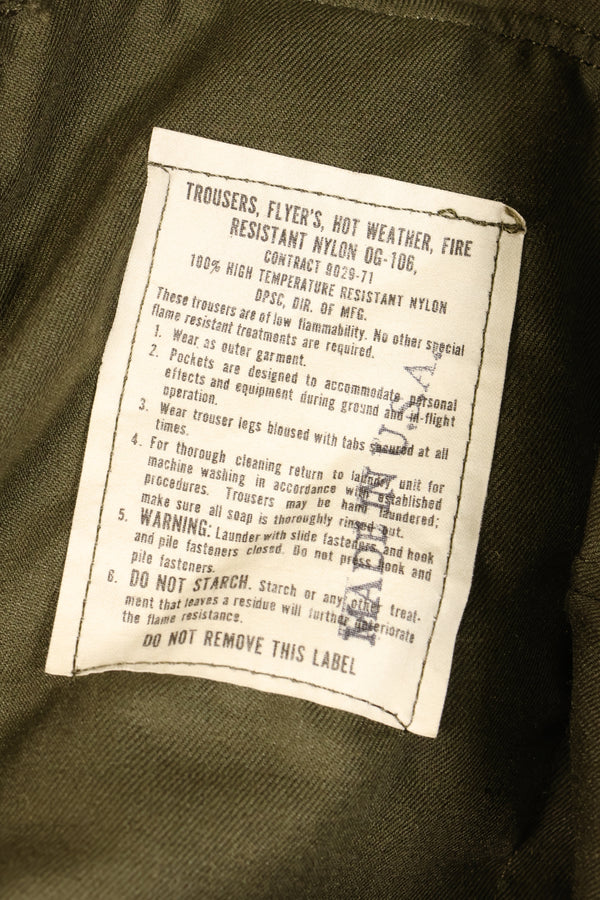1971 Contract, Deadstock, M-S, U.S. Military, NOMEX Material, Flame-Retardant Flight Pants, Pilot, Paper Tag Missing
