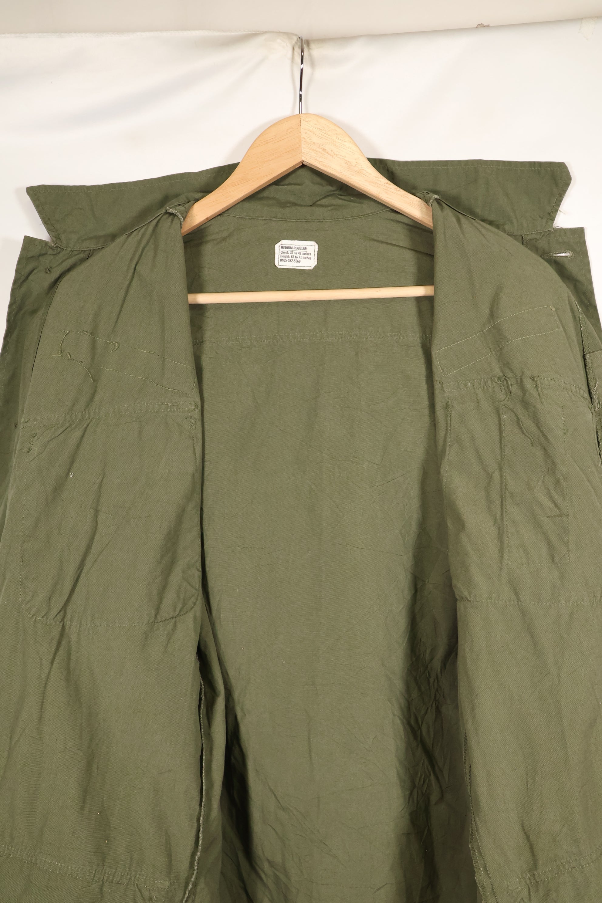 1969 Contract M-R Non Rip 3rd Model Jungle Fatigue Jacket, used, with tape.