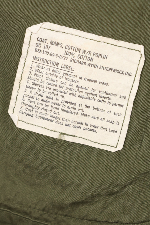 1969 Contract M-R Non Rip 3rd Model Jungle Fatigue Jacket, used, with tape.