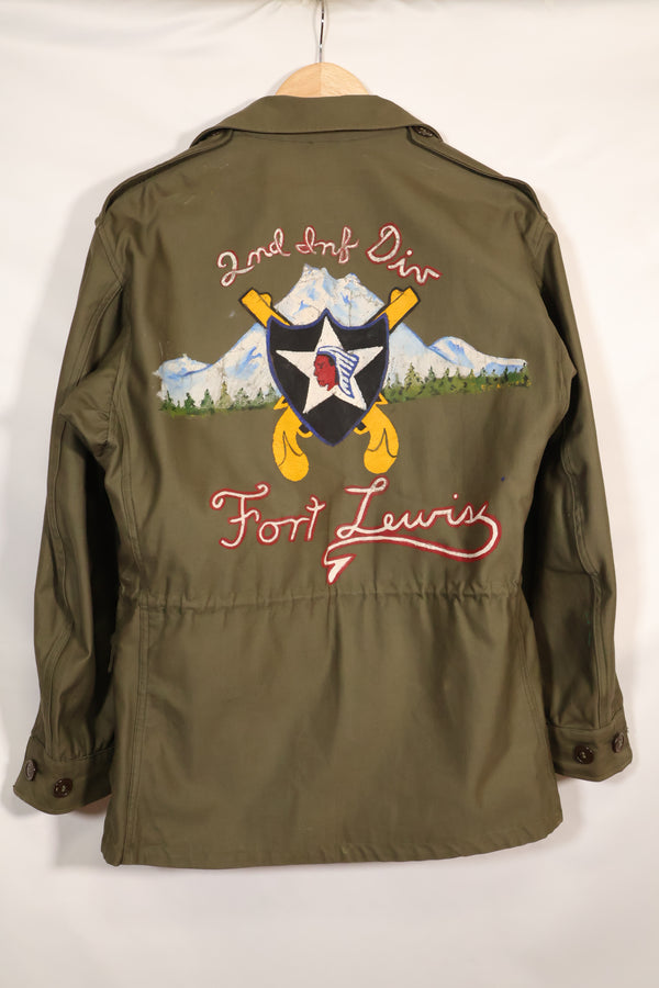 1940s US Army M43 Field Jacket 2nd Inf Custom Painted Jacket, almost unused.