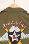 1940s US Army M43 Field Jacket 2nd Inf Custom Painted Jacket, almost unused.
