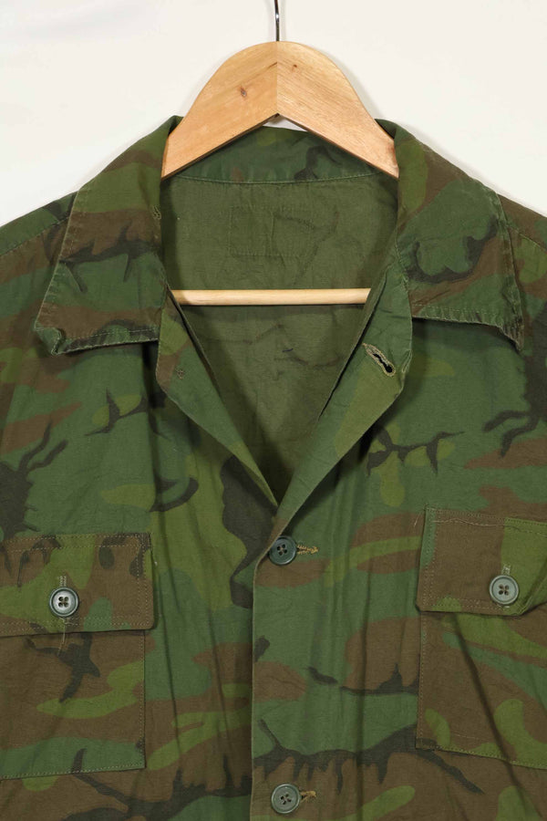 1960s-70s light fabric hunting shirt invisible leaf camouflage short sleeves custom used