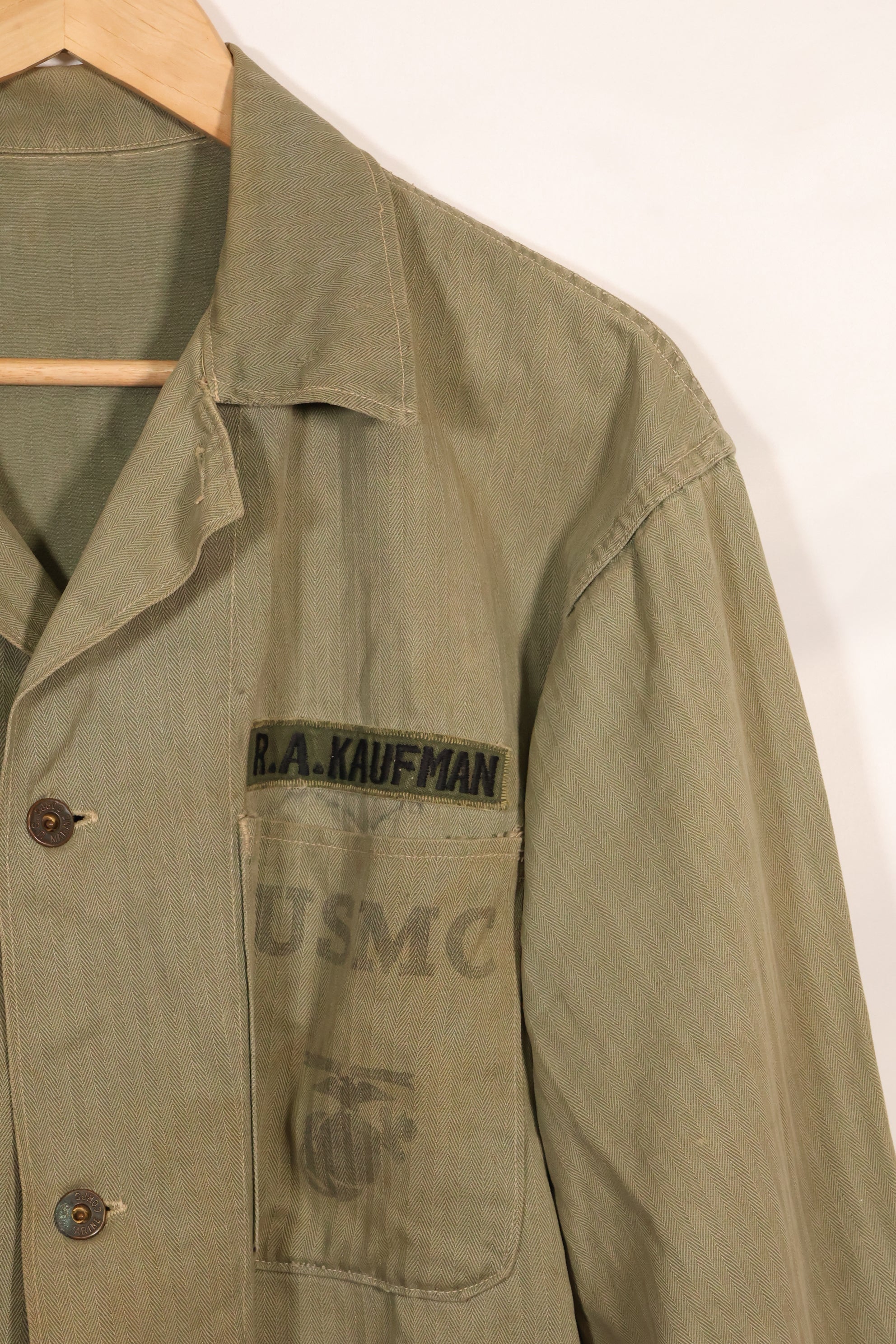 1940's U.S. Marine Corps USMC P-47 HBT Utility Jacket Used