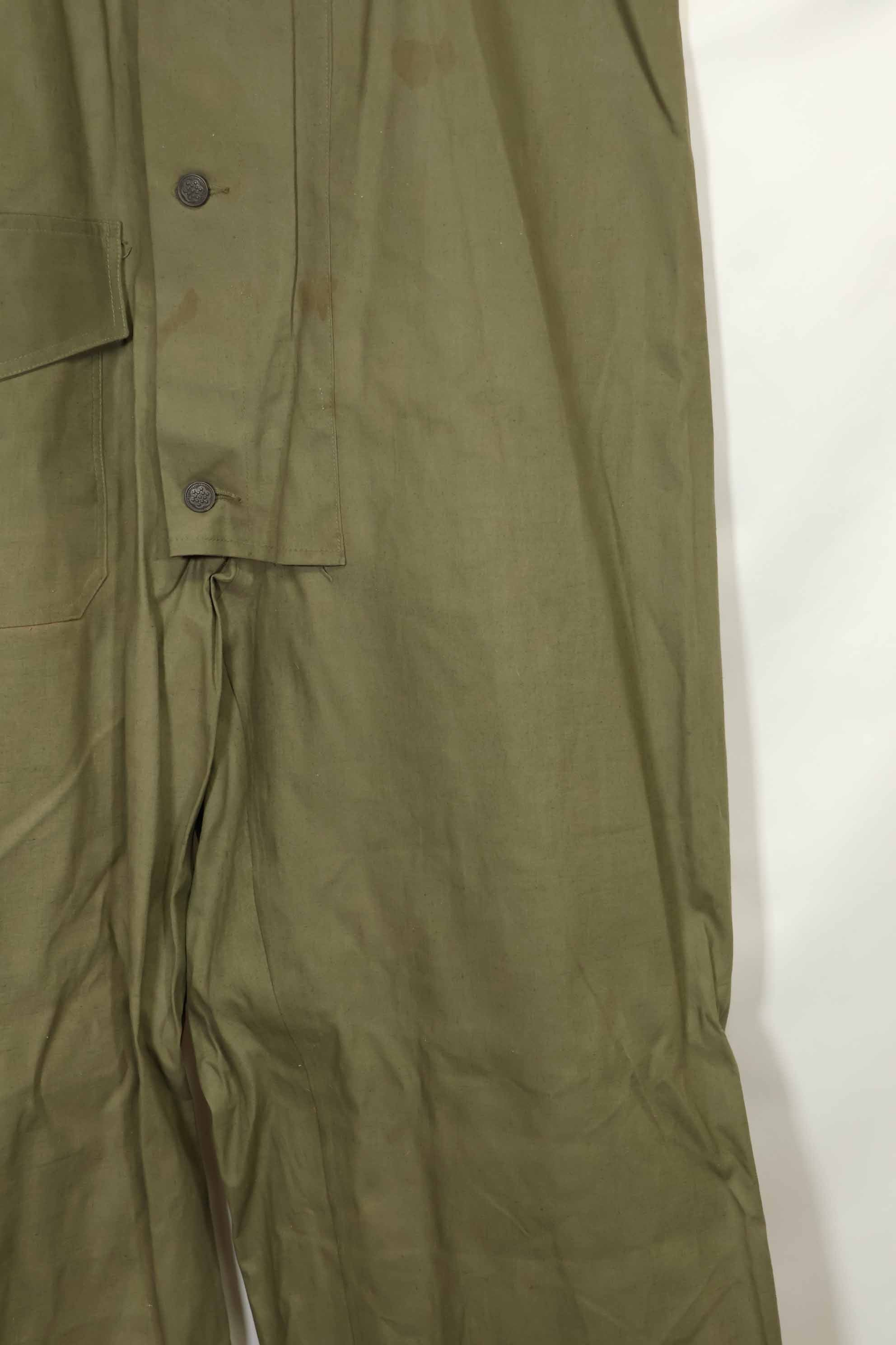 1940s-early 50s U.S. Navy, Army button deck pants, rain pants, used, A