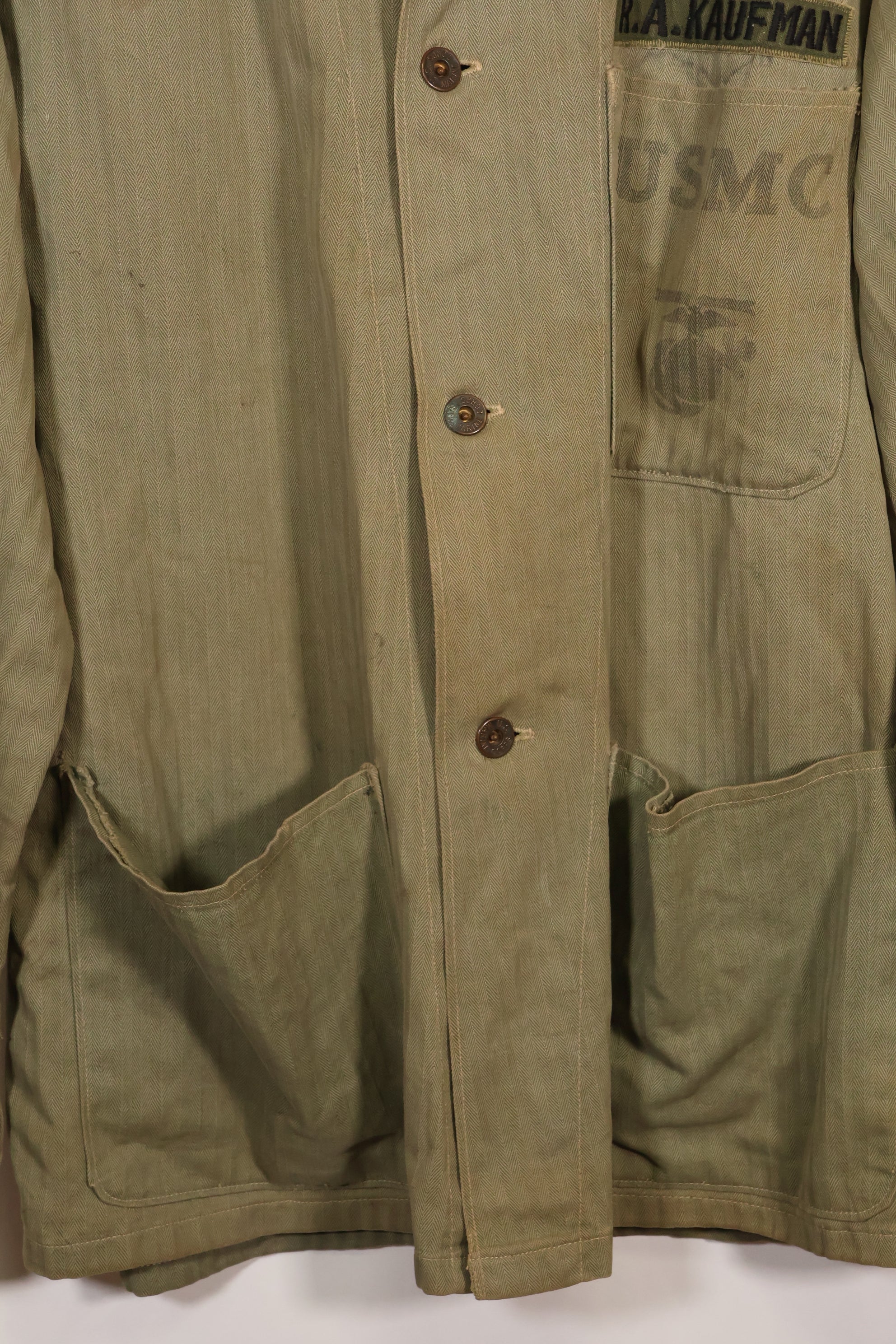 1940's U.S. Marine Corps USMC P-47 HBT Utility Jacket Used