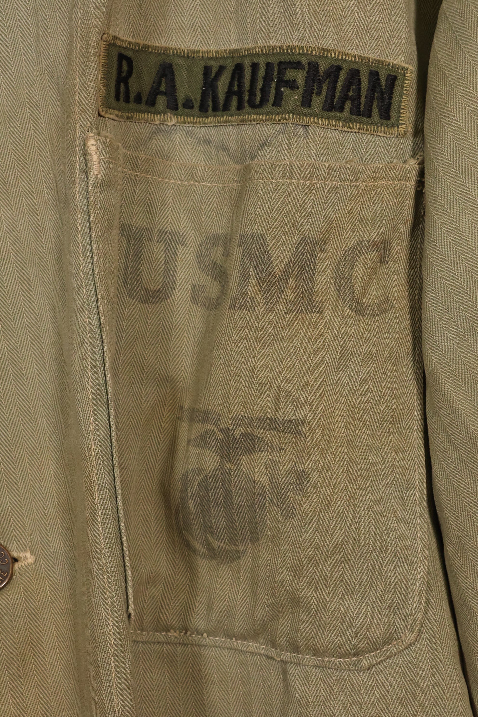 1940's U.S. Marine Corps USMC P-47 HBT Utility Jacket Used