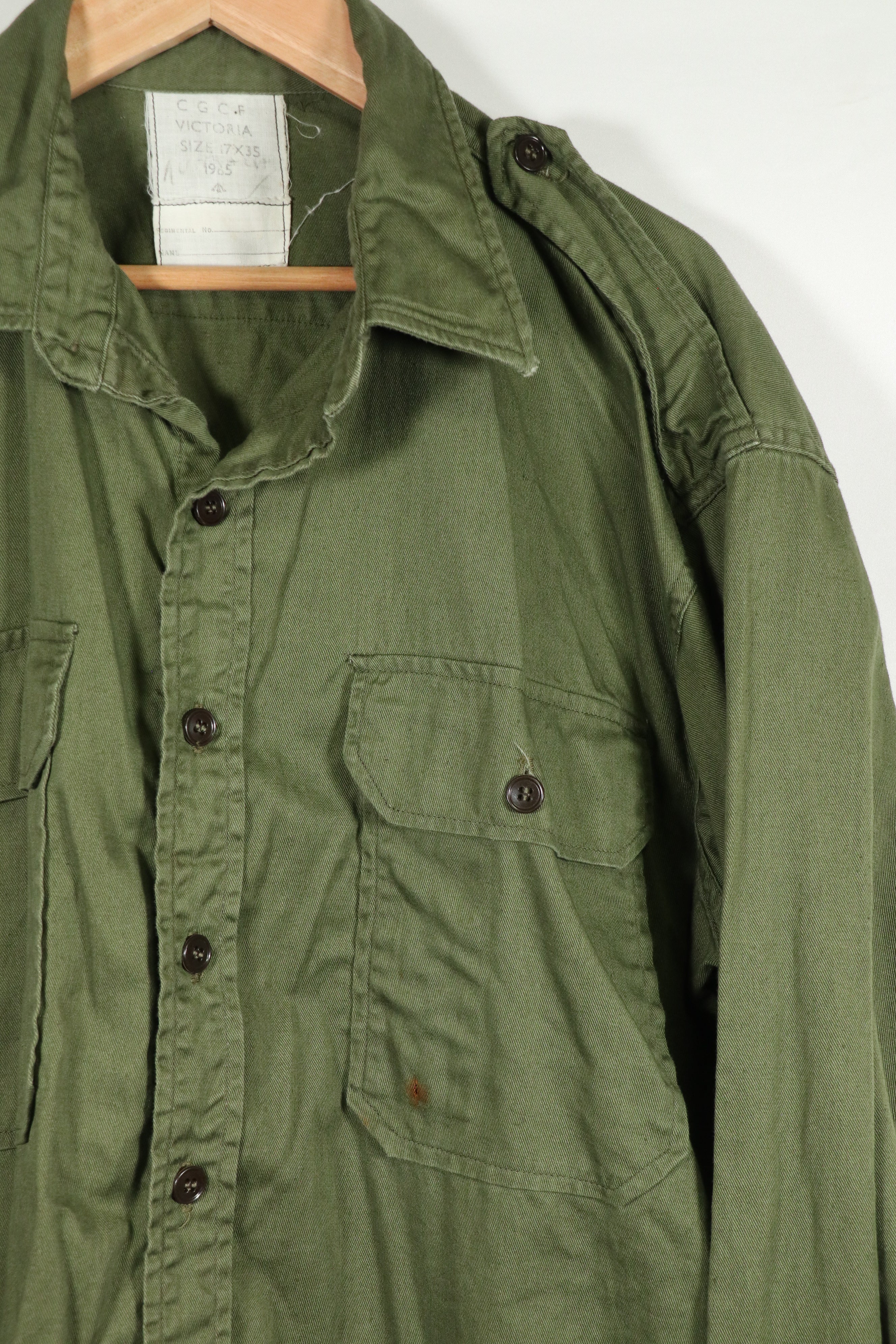 Real 1965 Australian Army Fatigue Shirt, used.