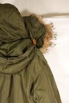 Early 1950s M51 Field Parka with fishtail wool pile liner, used.