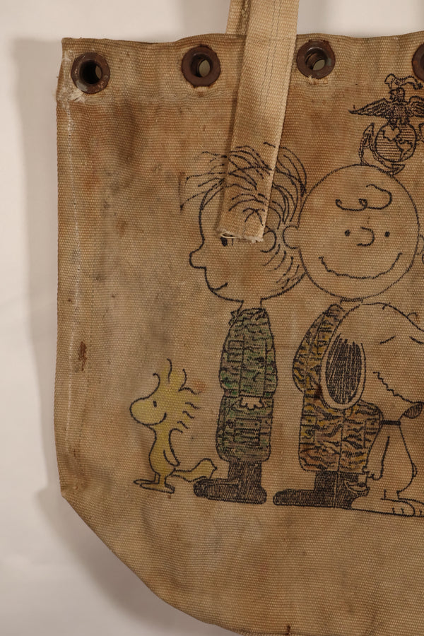 Custom-Made Item: Modified WWII U.S. Navy Duffle Bag with Tiger Stripe Pattern and Snoopy Motif by LA Kitzfitz