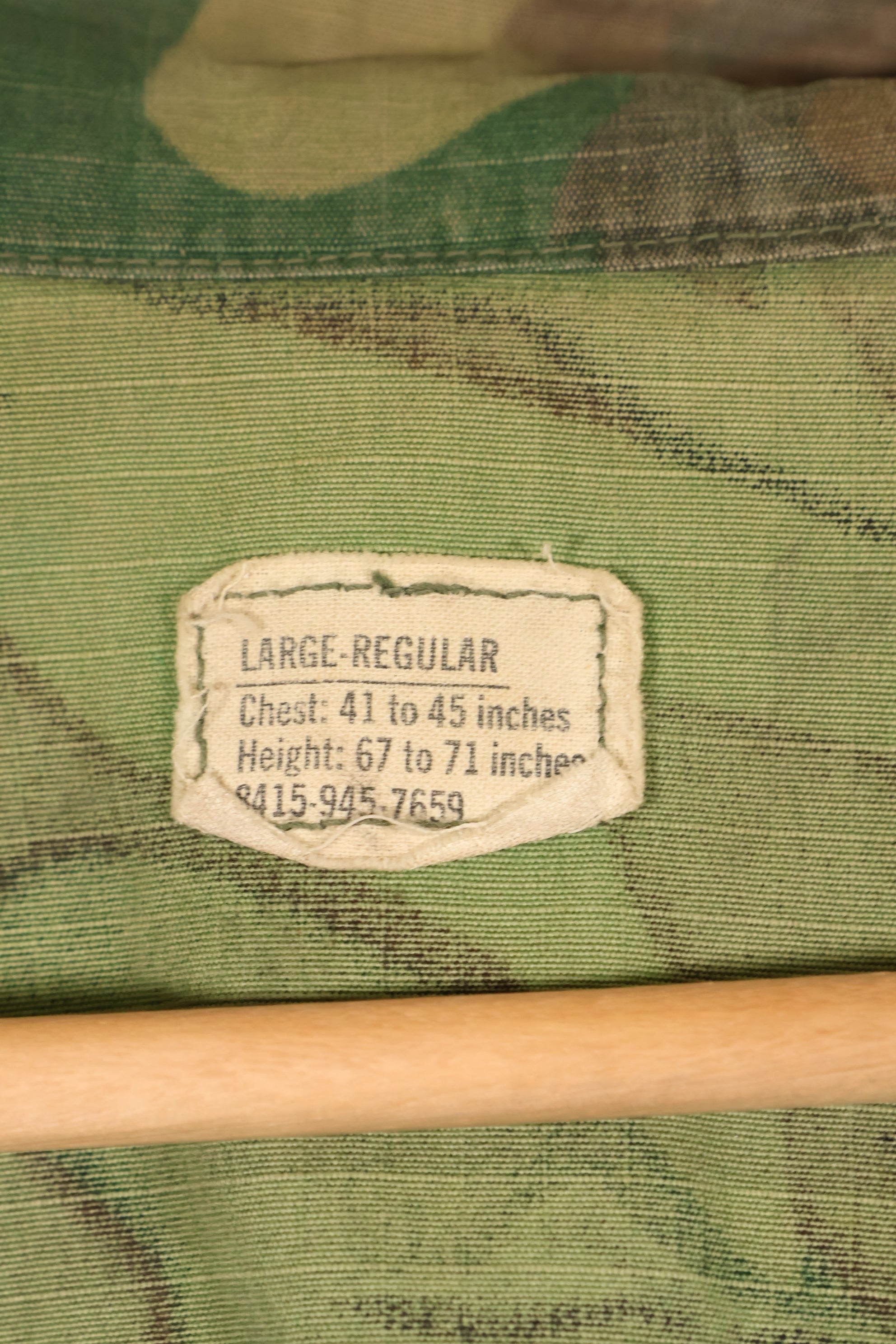 1968 Contract L-R Ripstop ERDL Camouflage Jungle Fatigue Jacket in good used condition