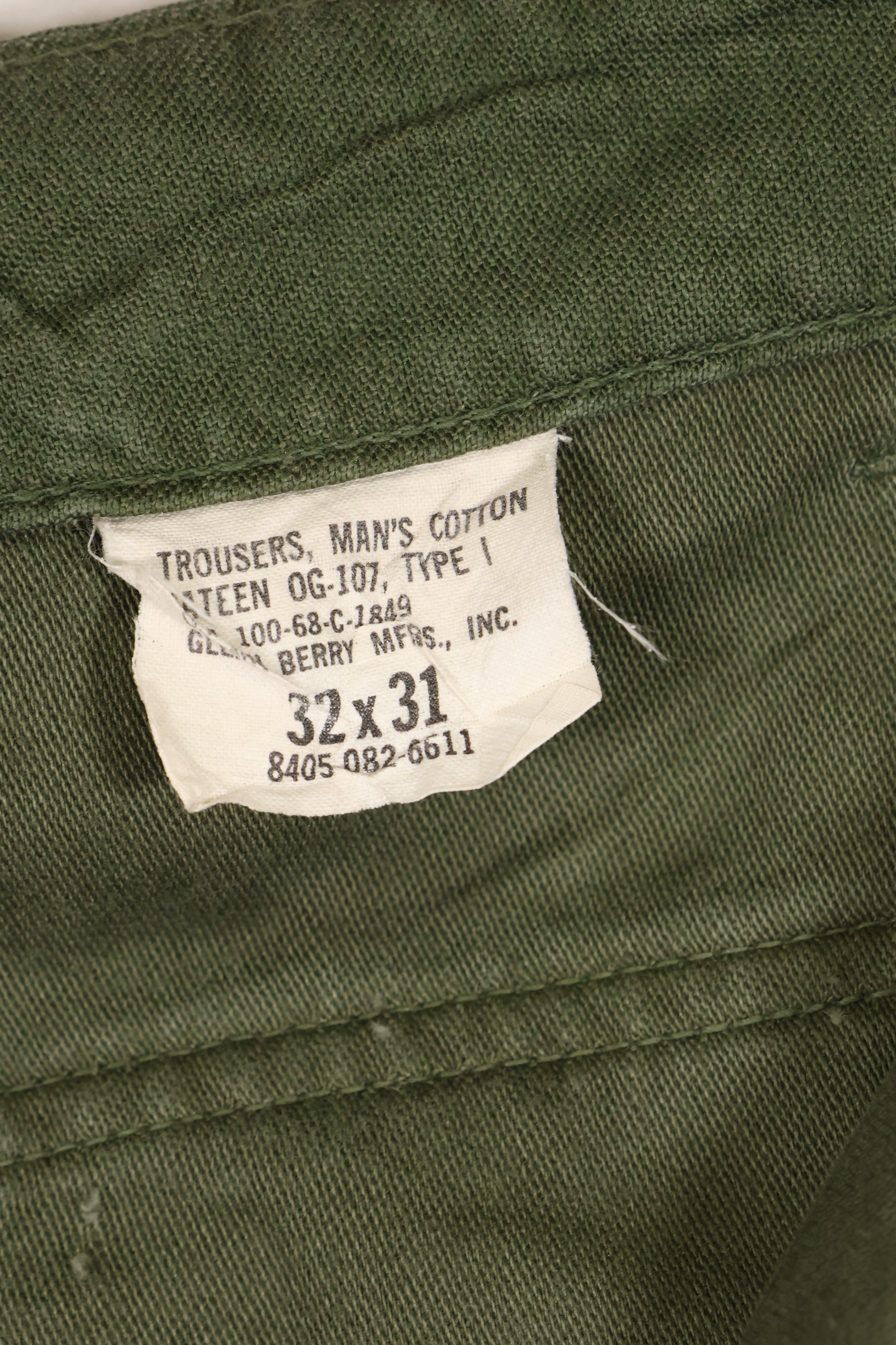 1968 Contract 32x 31 US Army OG-107 Utility Pants Baker Pants Used