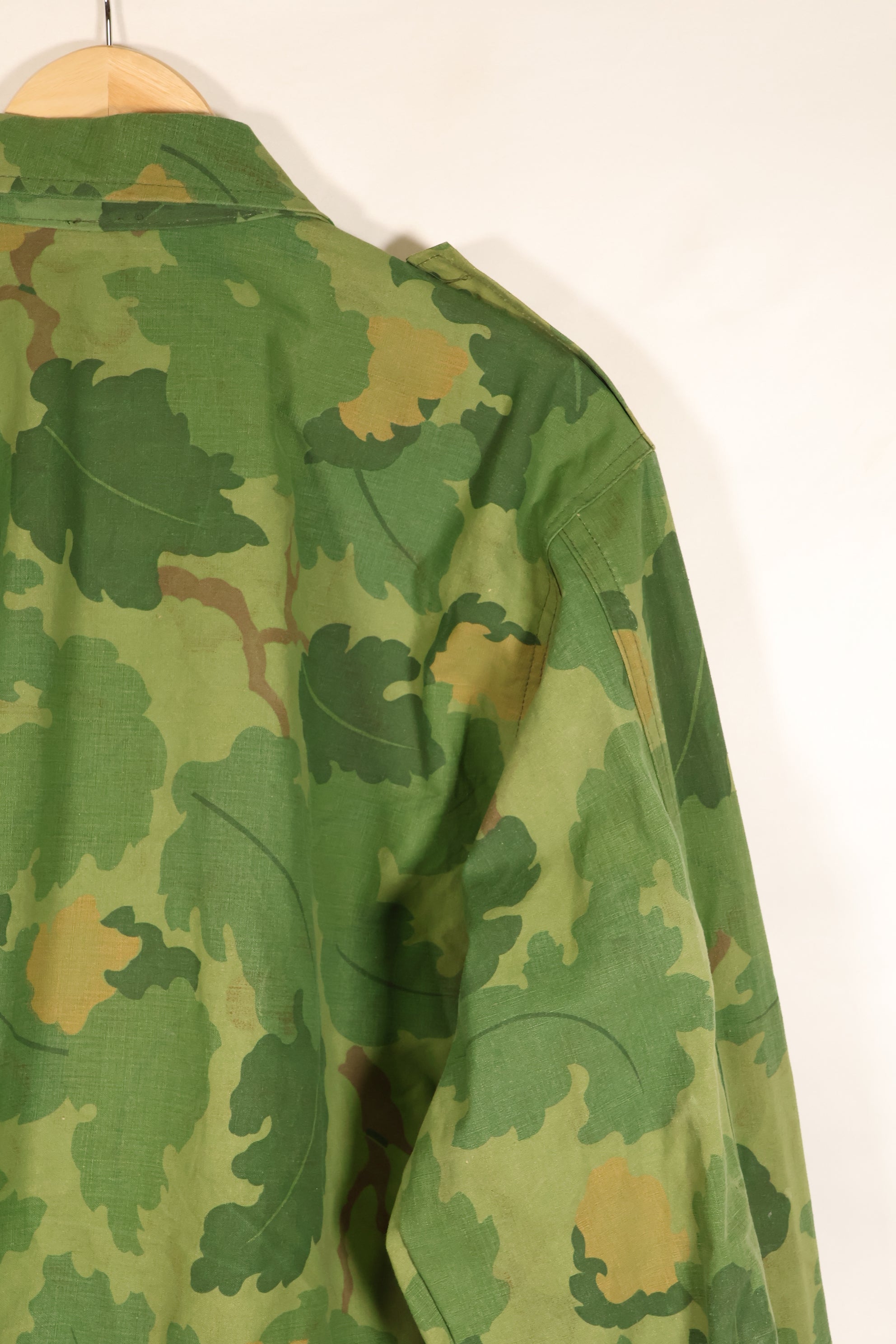 Authentic Fabric, Post-War Production, Authentic Mitchell Camouflage, Made from Shelter Half Fabric, 1st Model Jungle Fatigue Jacket, Used