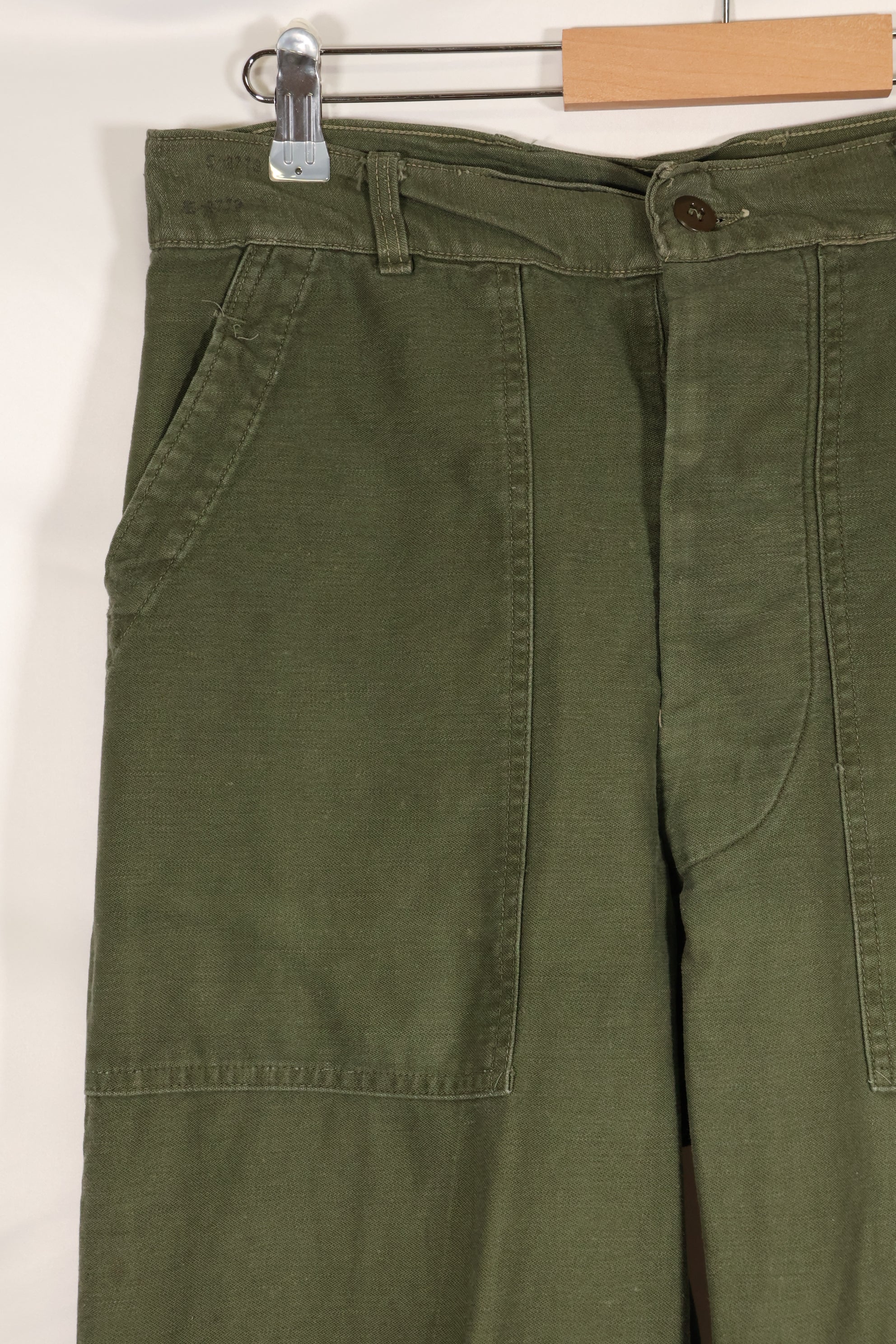 Early 1960s, estimated 34 OG-107 utility pants, baker pants, used.