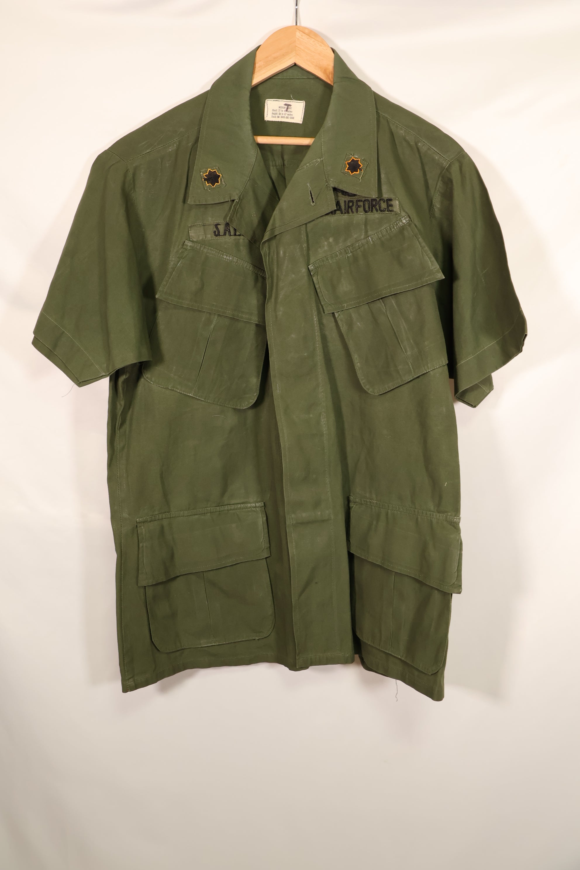 Real 1969 3rd Model Jungle Fatigue Short Sleeve Jacket M-S USAF w/ Patch Used