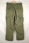 1968 Contract S-R 4th Model Jungle Fatigue Pants, used with fading and repairs.