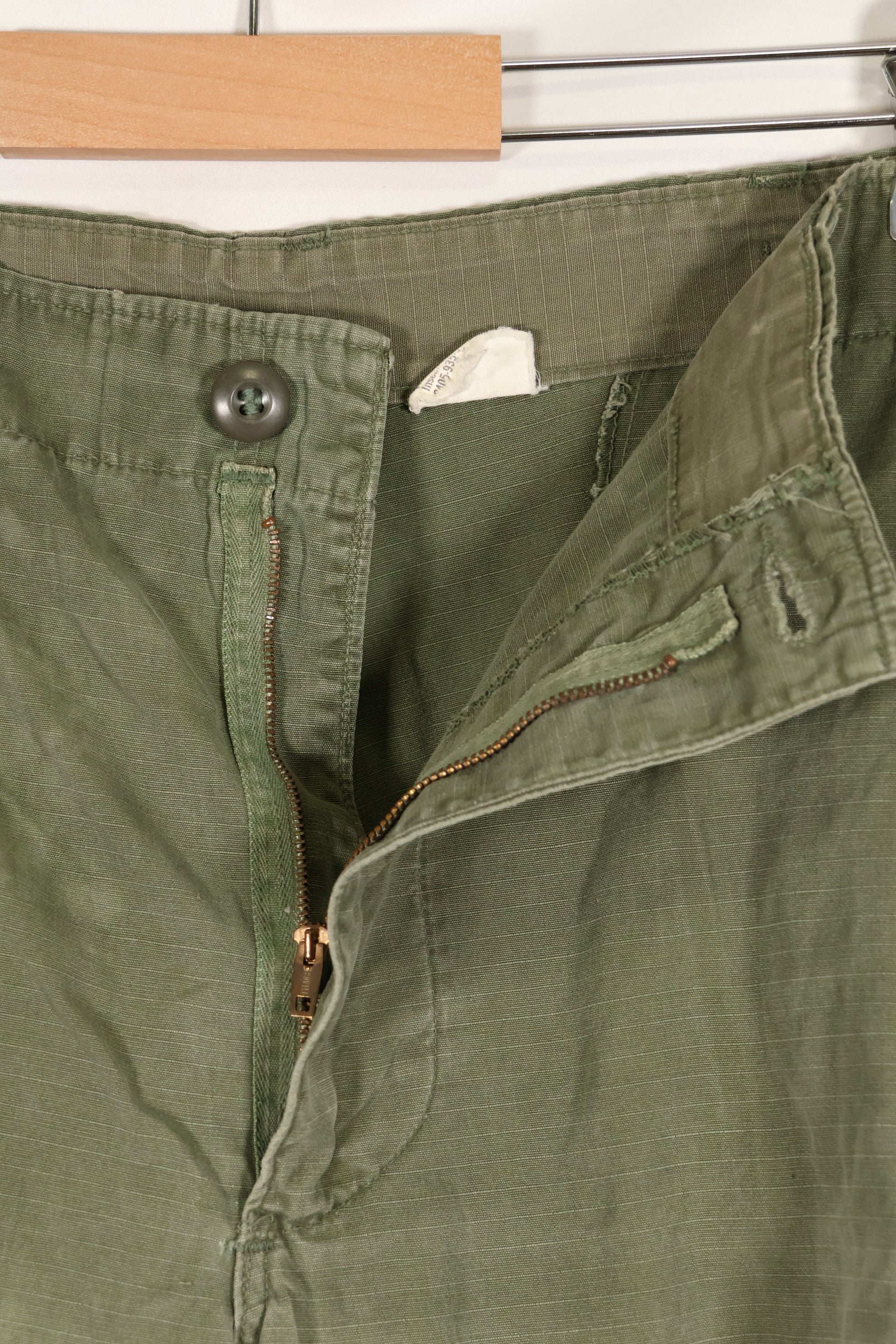 1969 Contract L-S 4th Model Jungle Fatigue Pants, used with fading.