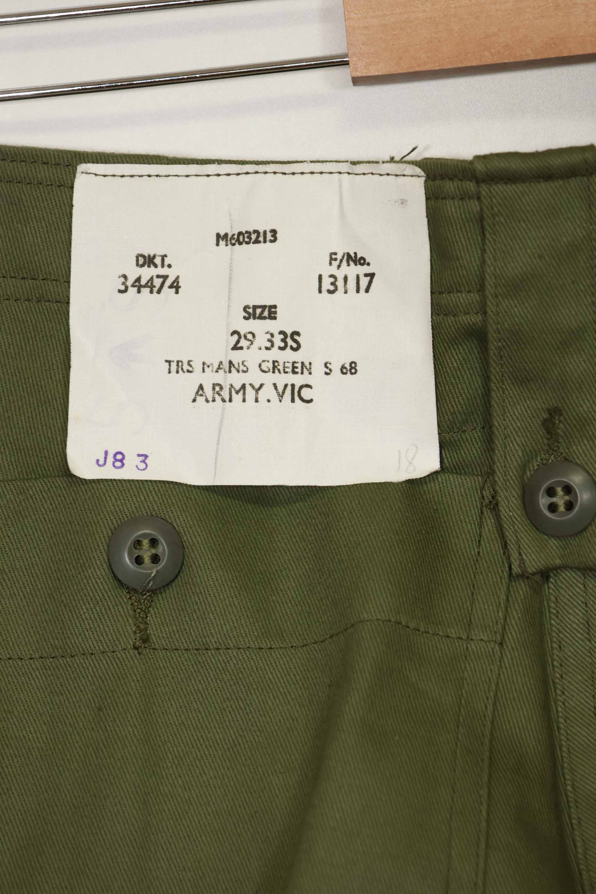 1969 Deadstock Australian Army OD Fatigue Pants, never used.