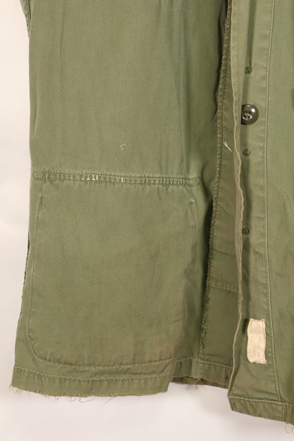 1963 Contract, estimated SMALL 1st Model Jungle Fatigue Jacket, used, stains, scratches.