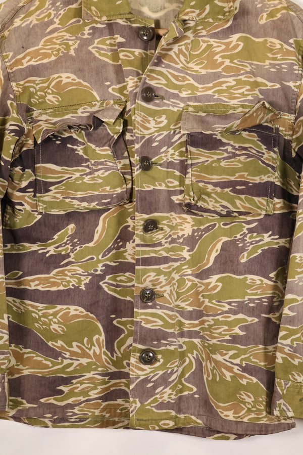 Real Late War Pattern Tiger Stripe Shirt, heavy weight fabric, faded, used.