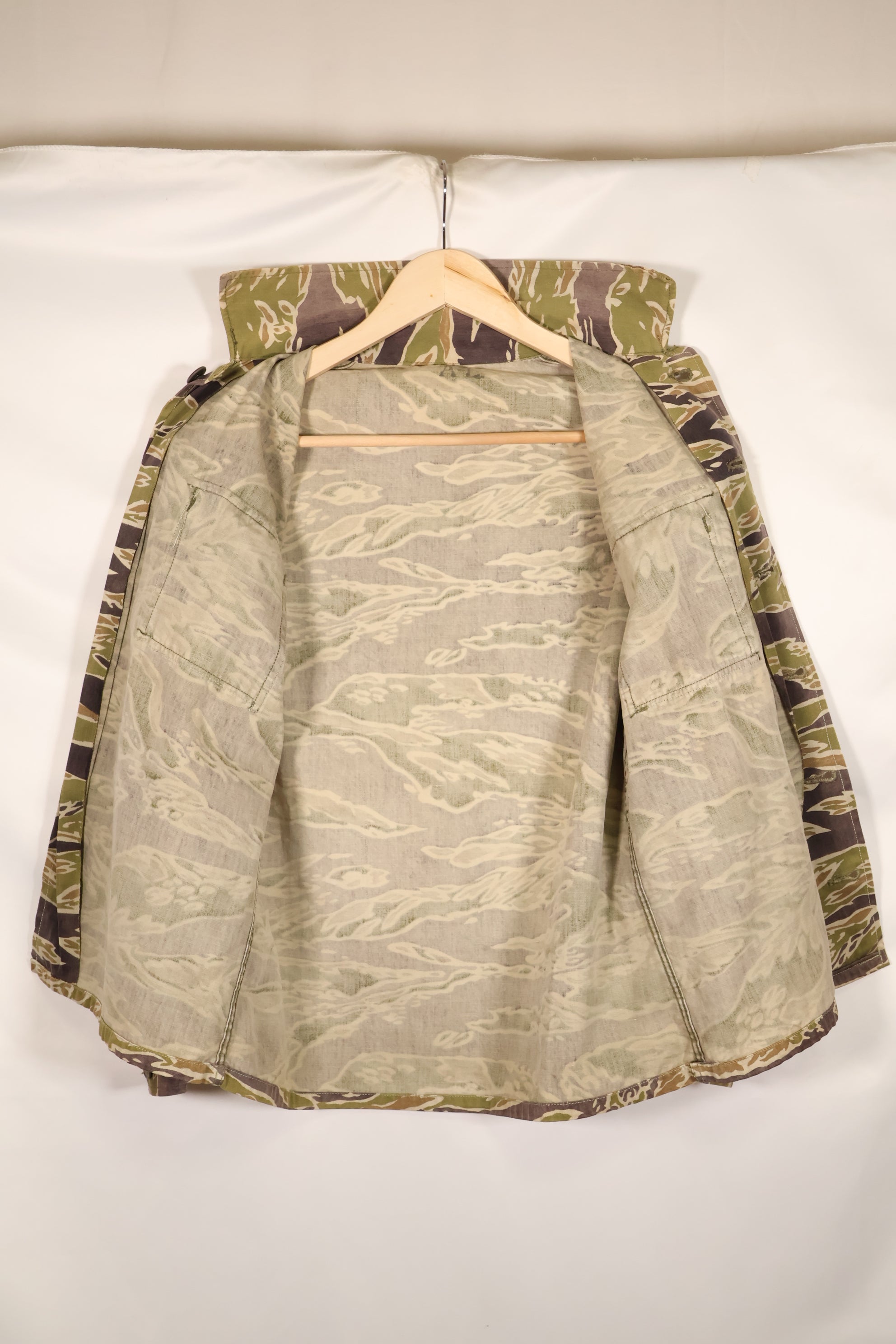 Real Late War Pattern Tiger Stripe Shirt, heavy weight fabric, faded, used.